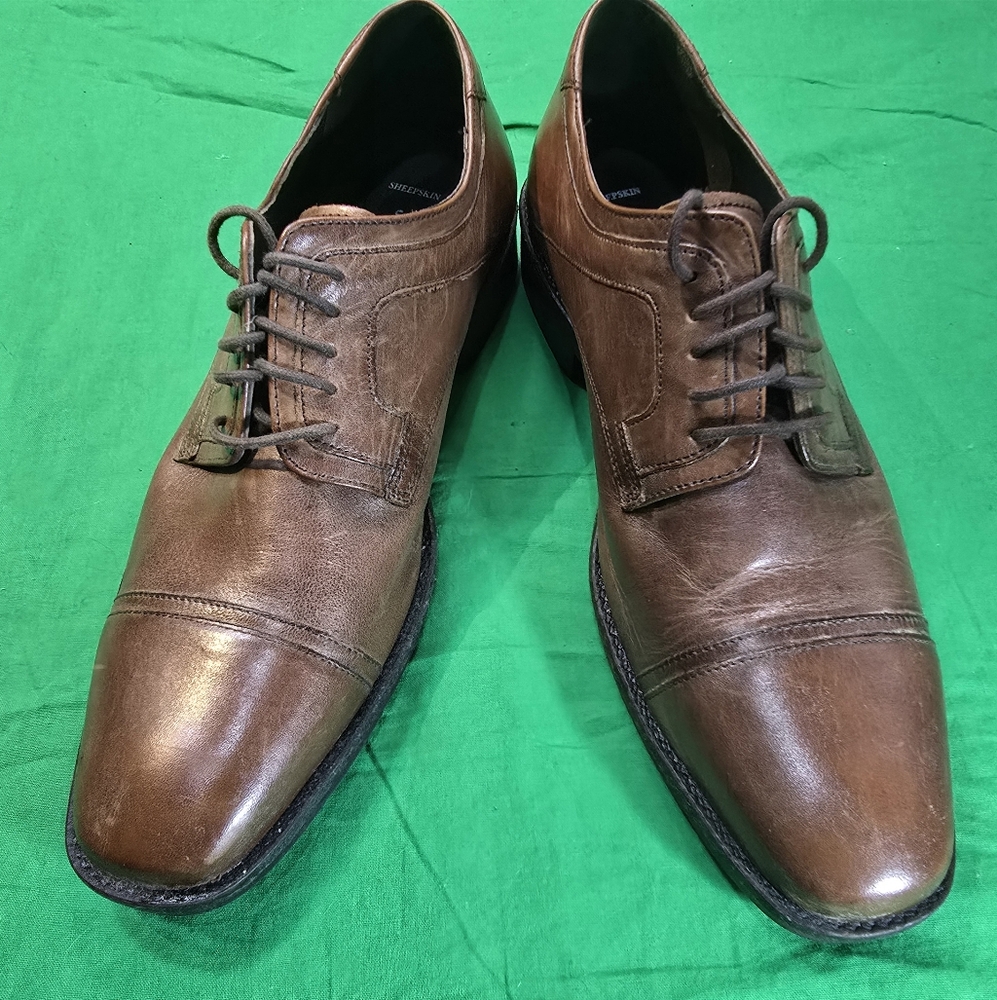 Johnston & Murphy Brown Leather Cap Toe Mens Dress Shoes Size 10M